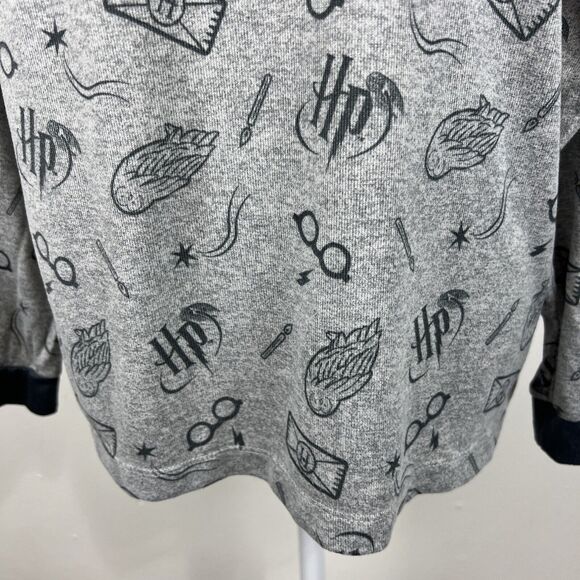 Wizarding World of Harry Potter Sweater Women Large Grey Blue AOP Pullover Sleep - Picture 8 of 12